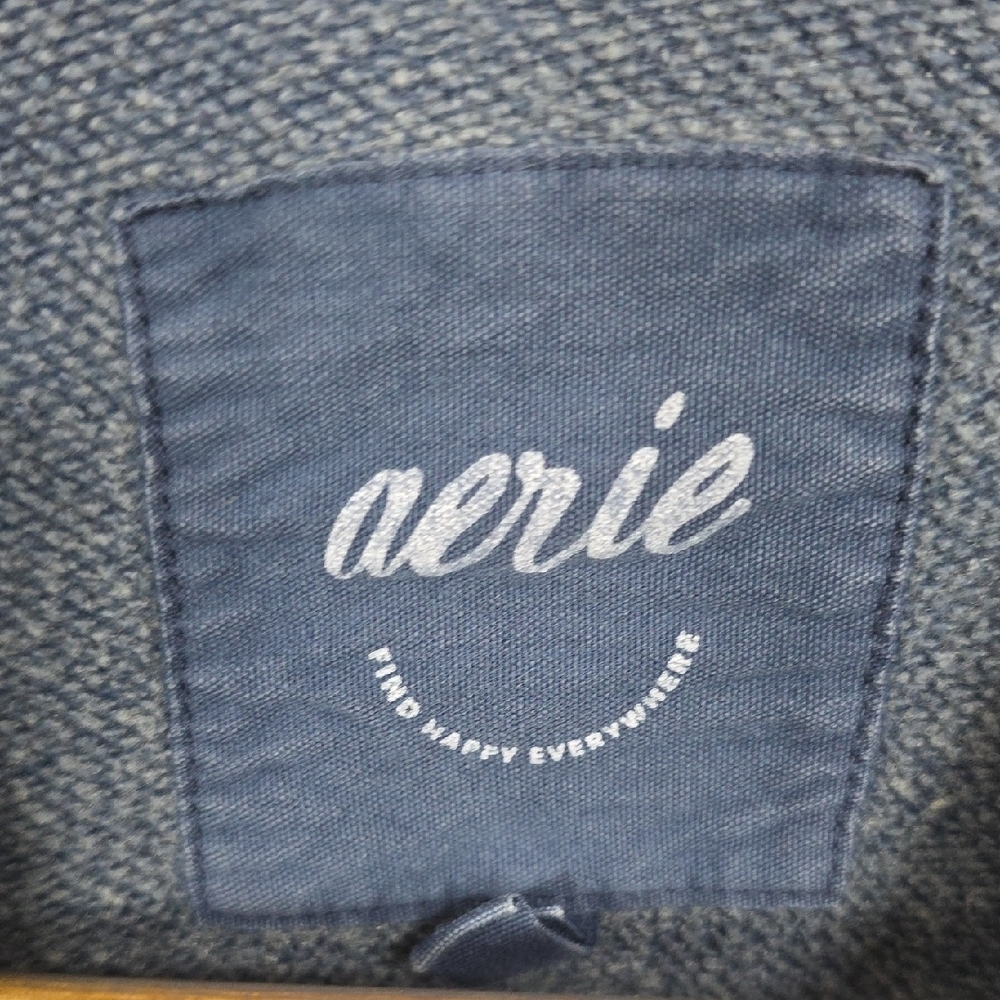 Aerie "Checked Out" Acid Wash Blue Graphic Sweatshirt - Small Oversized - Picture 3 of 7